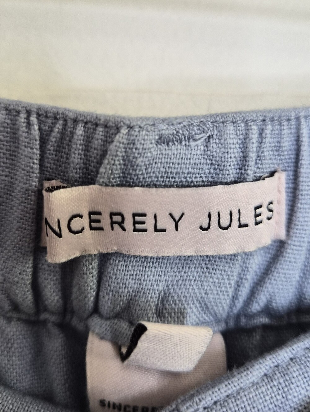 Sincerely Jules Light Blue Linen Blend Cargo Wide Leg Pants Size Small - Picture 9 of 13